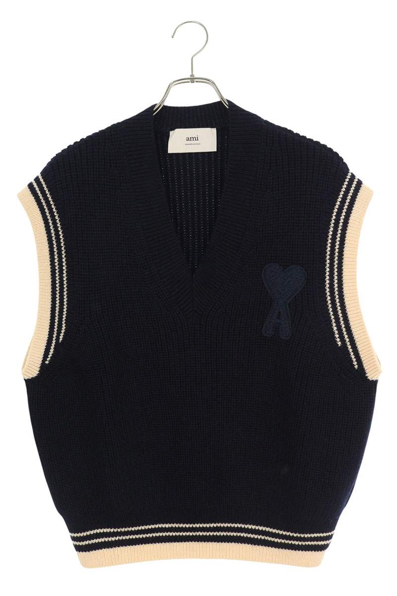 AMI 25SS Embroidered Vest Blue Size M