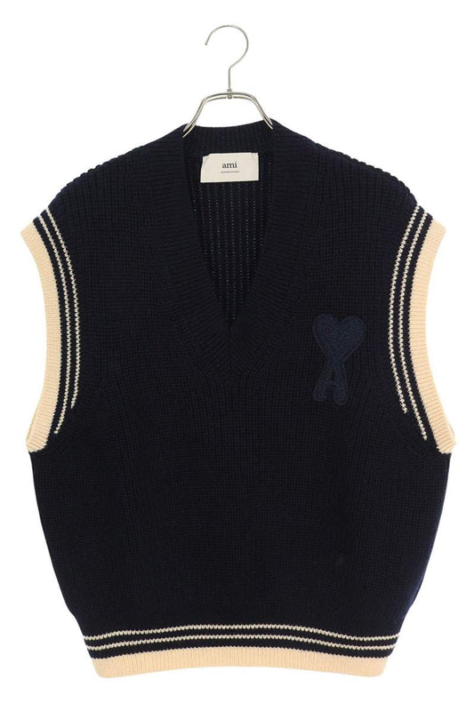 AMI 25SS Embroidered Vest Blue Size M
