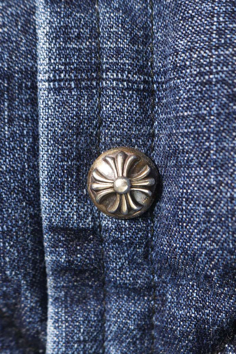 Chrome Hearts TEENAGE KICKS Denim Quilted Vest Indigo Size S