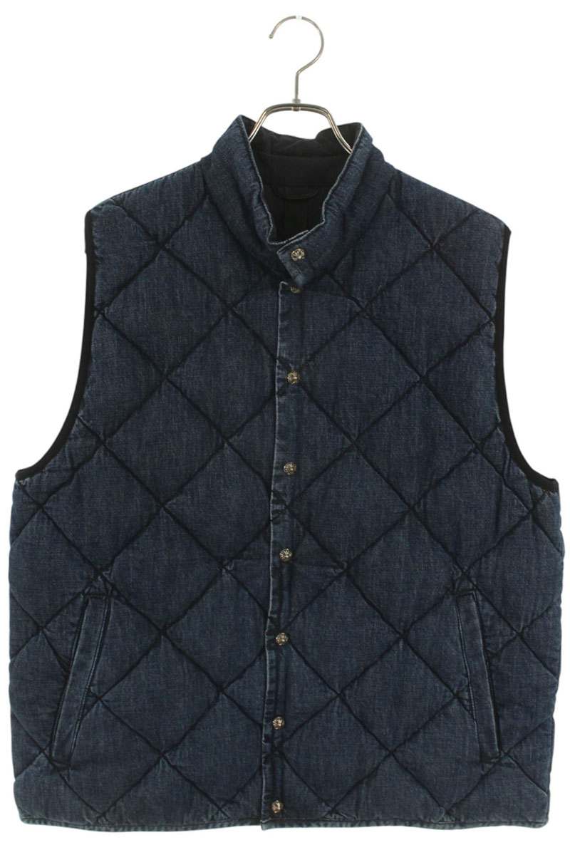 Chrome Hearts TEENAGE KICKS Denim Quilted Vest Indigo Size L