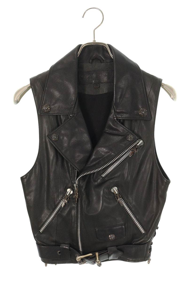 Chrome Hearts JJ DEAN Dagger Zip Rider Leather Vest Size S