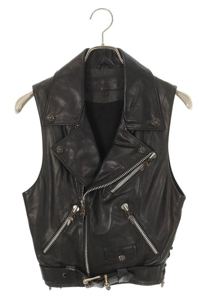 Chrome Hearts JJ DEAN Dagger Zip Rider Leather Vest Size S