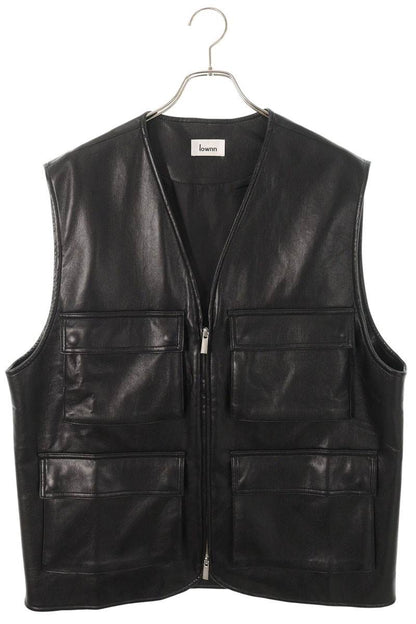 LOWNN Regenerated Leather Utility Vest Black Size M