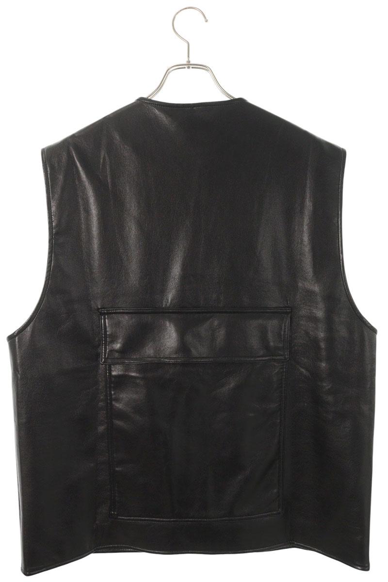 LOWNN Regenerated Leather Utility Vest Black Size M