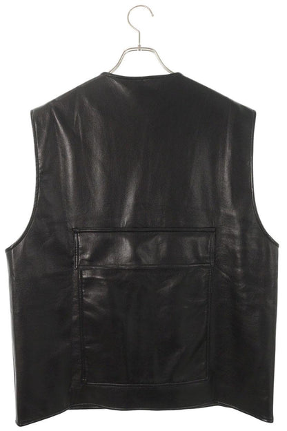 LOWNN Regenerated Leather Utility Vest Black Size M