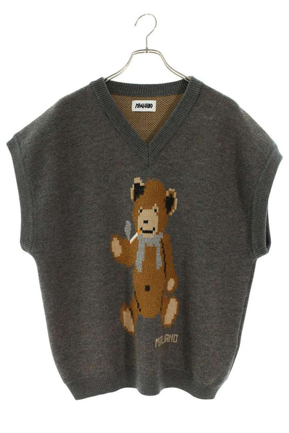 MAGLIANO Bear Design Knit Vest Gray Size L