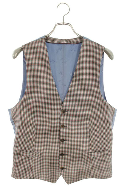 GUCCI Check Wool Mohair Vest Beige Size 46R