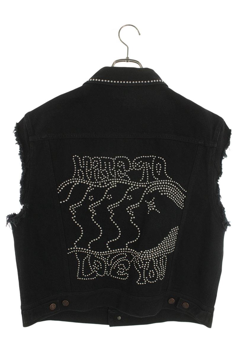 CELINE Studded Denim Vest Black Size XS