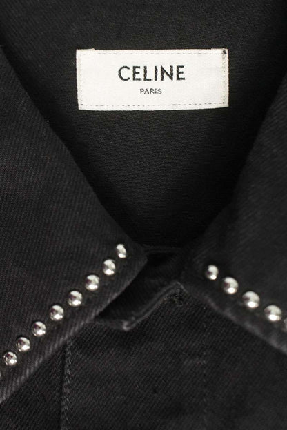 CELINE Studded Denim Vest Black Size XS