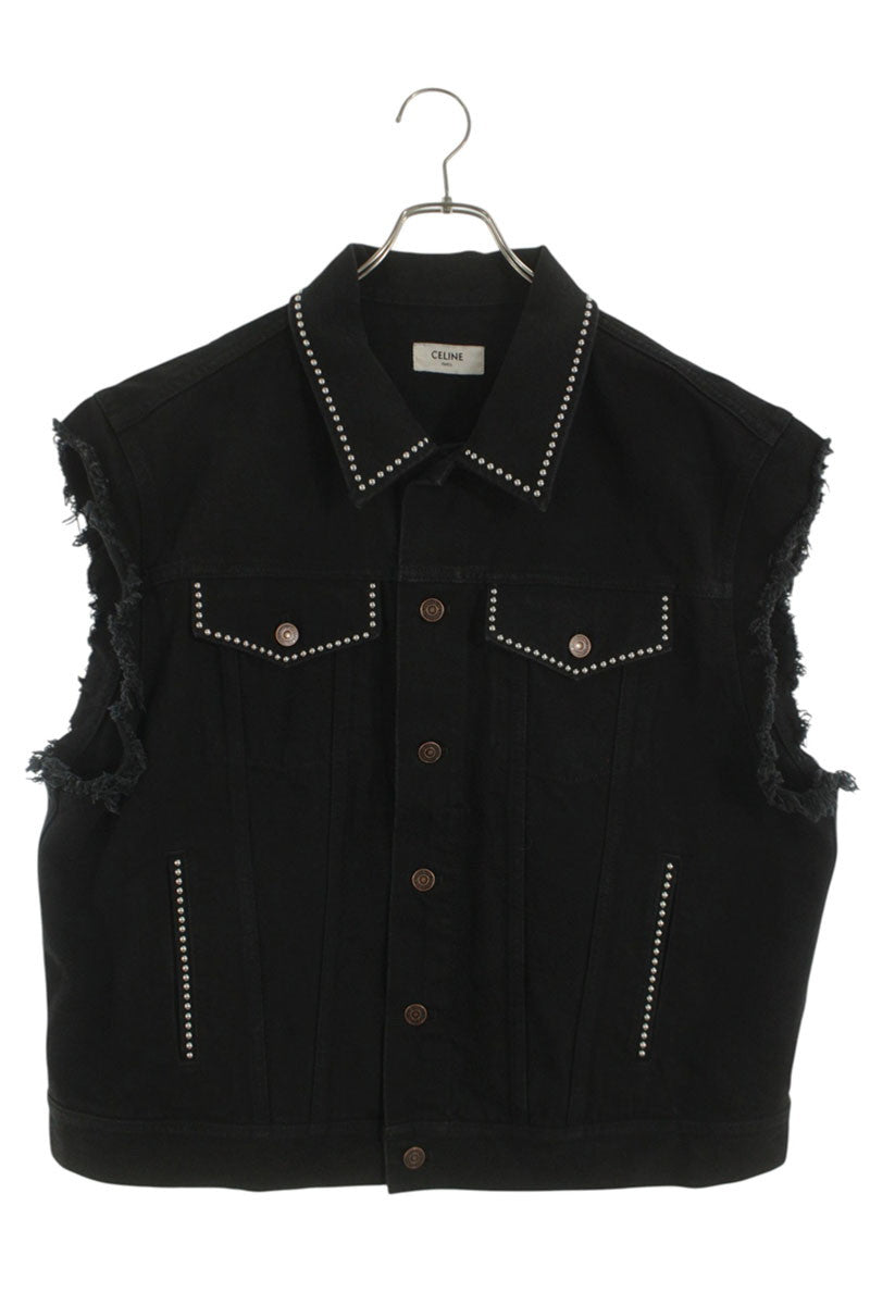 CELINE Studded Denim Vest Black Multi Size M