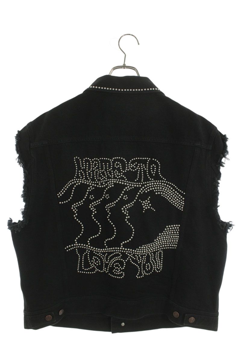 CELINE Studded Denim Vest Black Multi Size M