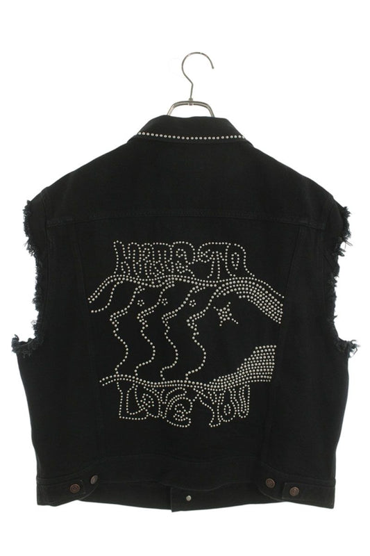 CELINE Studded Denim Vest Black Multi Size M