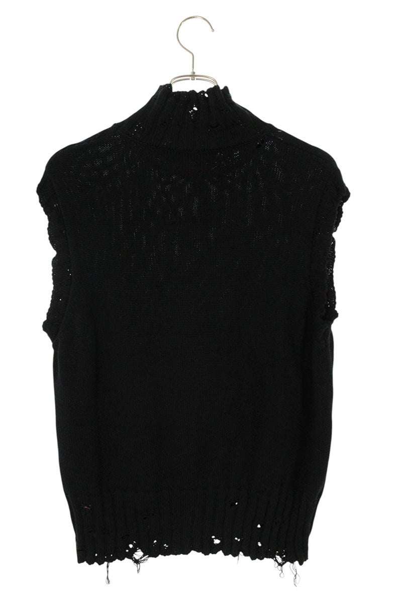 Marni 22AW Distressed Cotton Knit Vest Black Size S