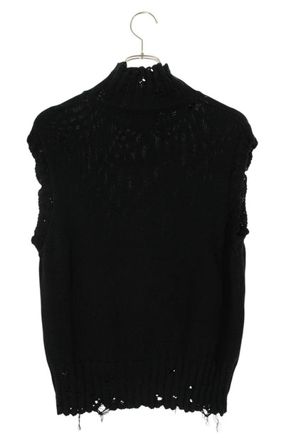 Marni 22AW Distressed Cotton Knit Vest Black Size S