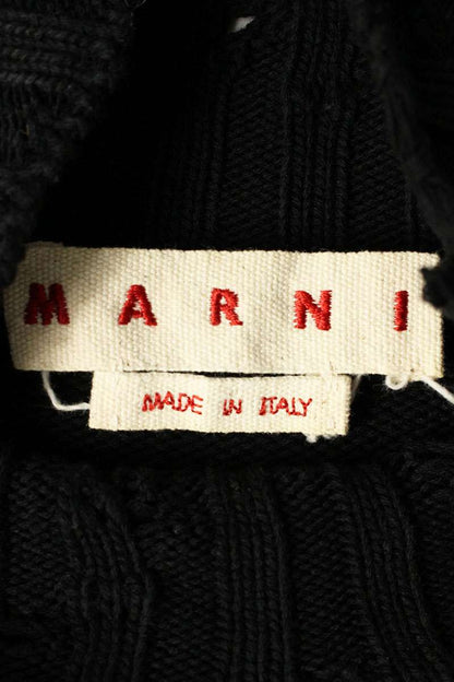 Marni 22AW Distressed Cotton Knit Vest Black Size S