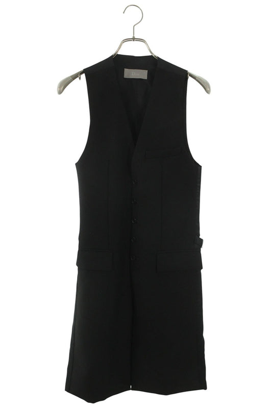 Dior HOMME 07AW Wool Mohair Long Vest Black Size 38