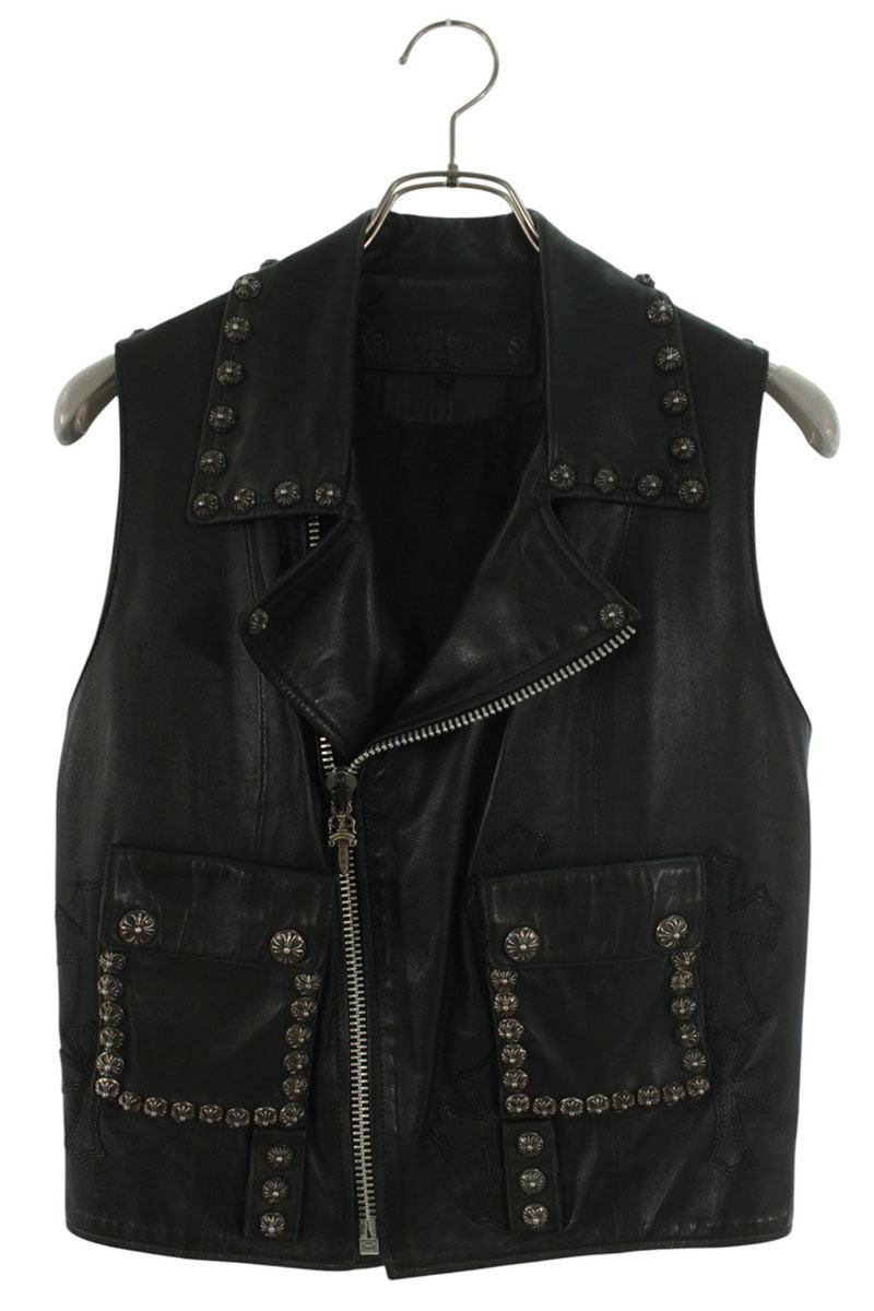 Chrome Hearts Custom Leather Vest Cross Ball Studs Size M