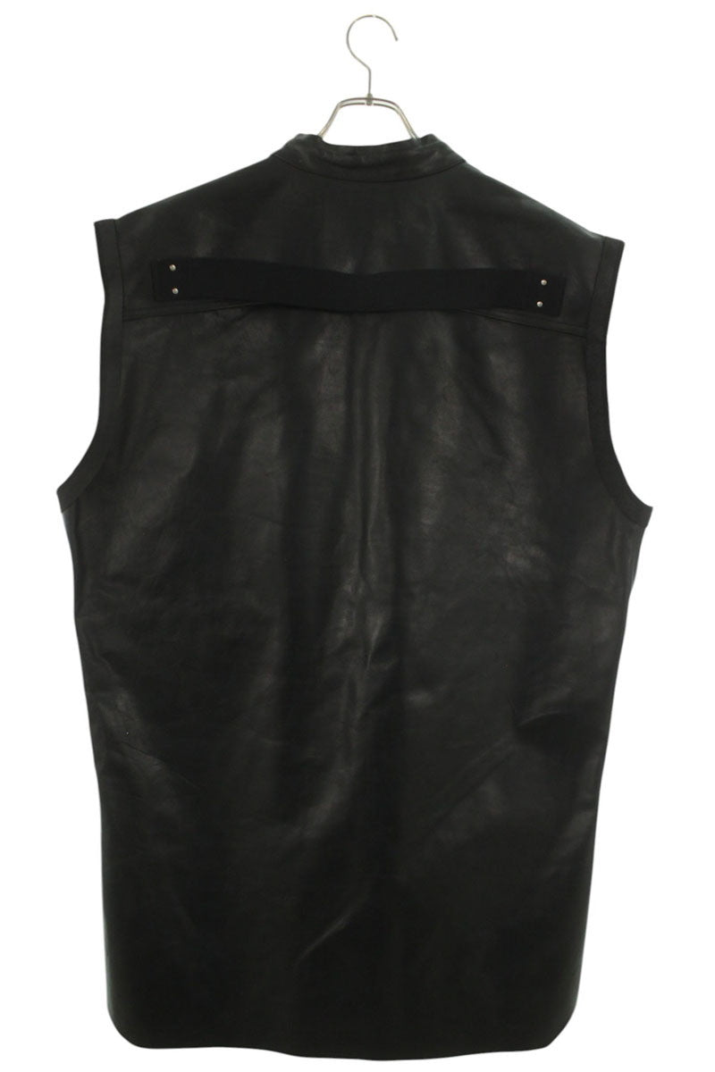 Rick Owens LOY V-Neck Leather Vest Black Size L