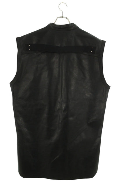 Rick Owens LOY V-Neck Leather Vest Black Size L