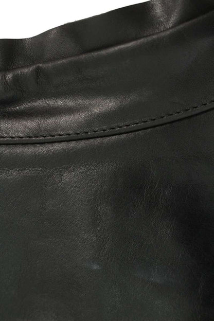 Rick Owens LOY V-Neck Leather Vest Black Size L