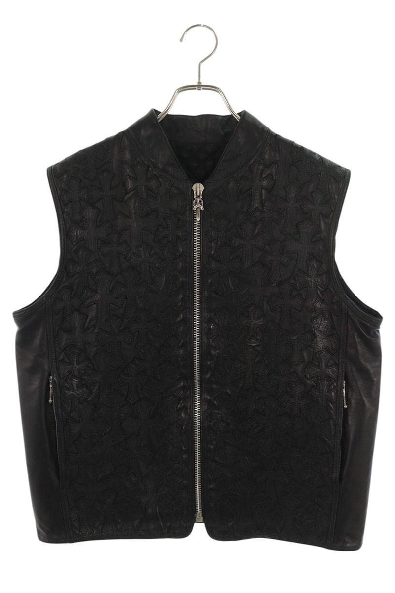 Chrome Hearts Papa Cemetery Cross Patch Leather Vest Size M