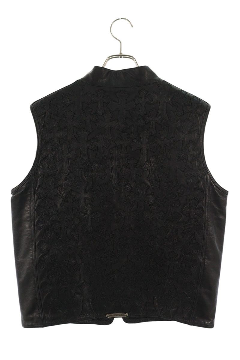 Chrome Hearts Papa Cemetery Cross Patch Leather Vest Size M