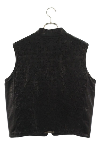 Chrome Hearts Papa Cemetery Cross Patch Leather Vest Size M
