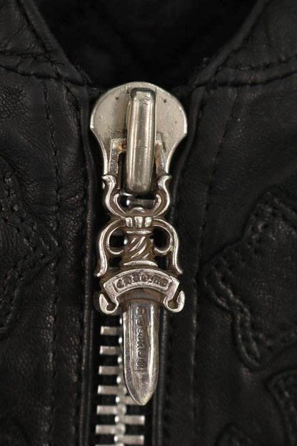 Chrome Hearts Papa Cemetery Cross Patch Leather Vest Size M
