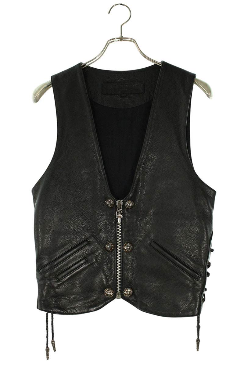 Chrome Hearts ZIP FRNT VEST Large CH Cross Leather Size XS