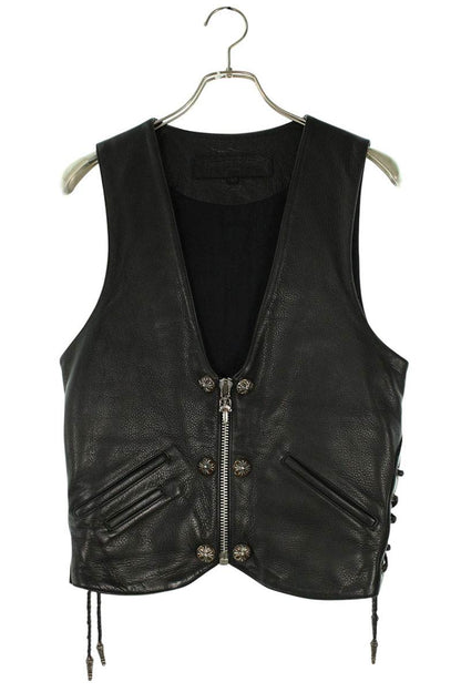 Chrome Hearts ZIP FRNT VEST Large CH Cross Leather Size XS