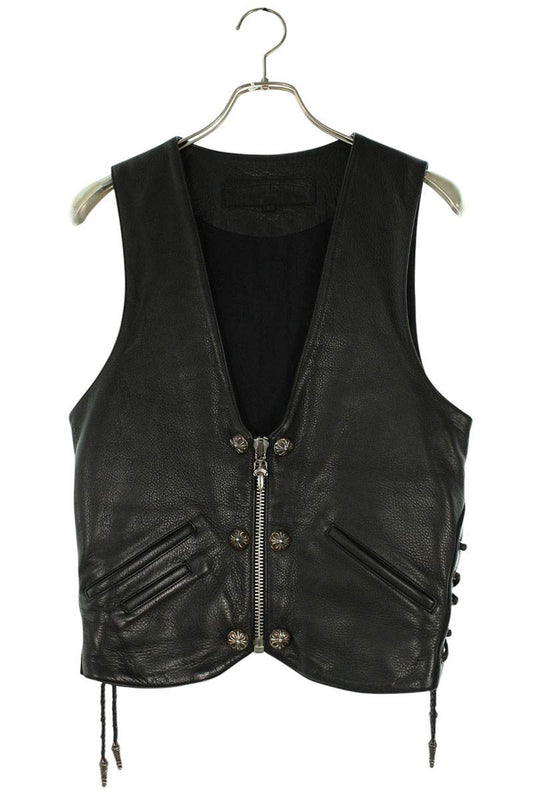 Chrome Hearts ZIP FRNT VEST Large CH Cross Leather Size XS