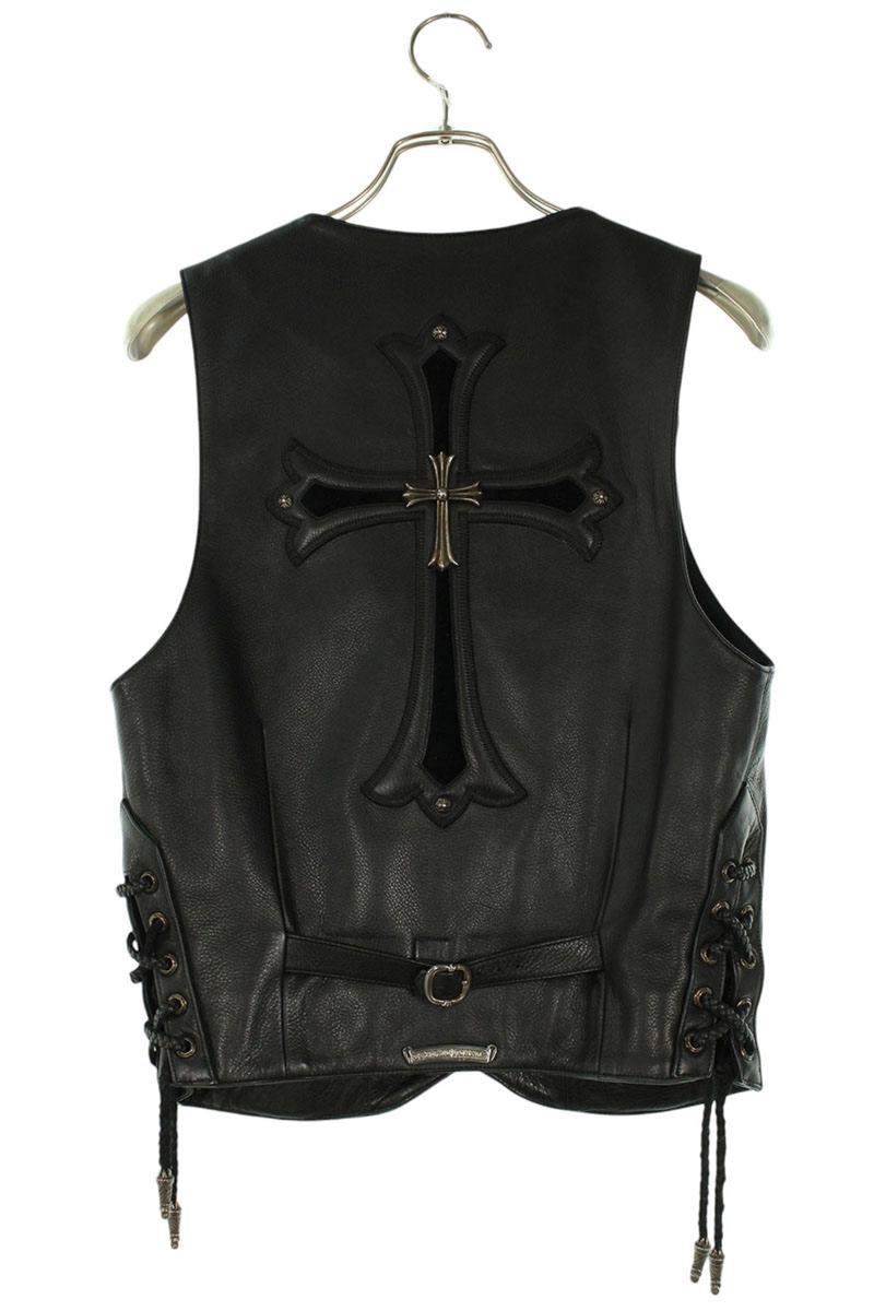 Chrome Hearts ZIP FRNT VEST Large CH Cross Leather Size XS