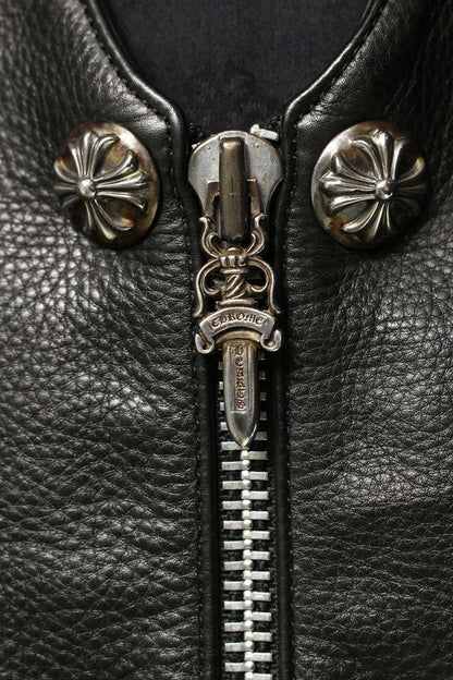 Chrome Hearts ZIP FRNT VEST Large CH Cross Leather Size XS