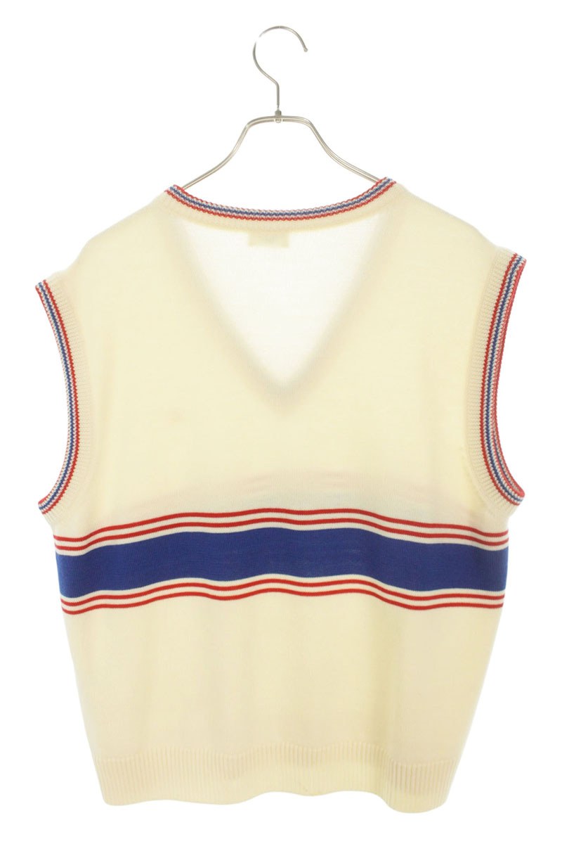CELINE Triomphe Embroidered Wool Vest Beige Size XL