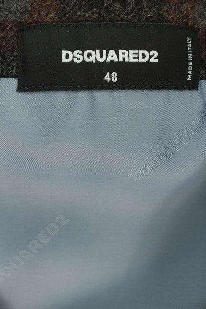 DSQUARED Wool Wire Check Vest Gilet Gray Size M