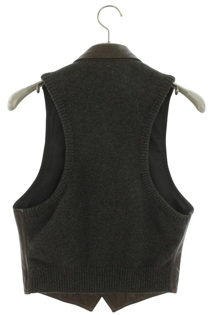 DSQUARED Knit Panel Leather Vest Brown Size M
