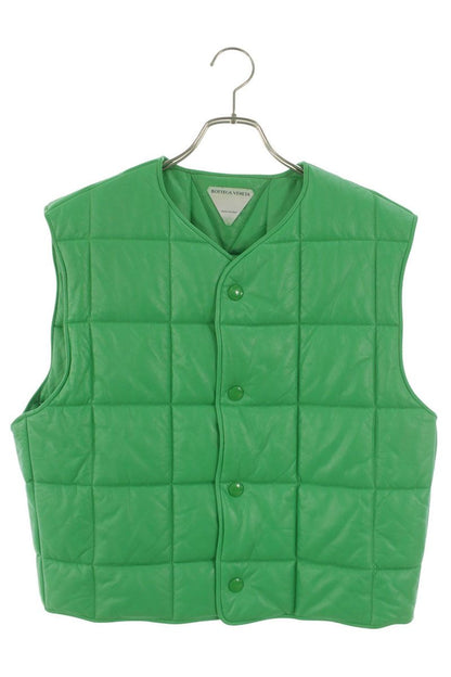 BOTTEGA VENETA Button Leather Vest Green Size XS-S