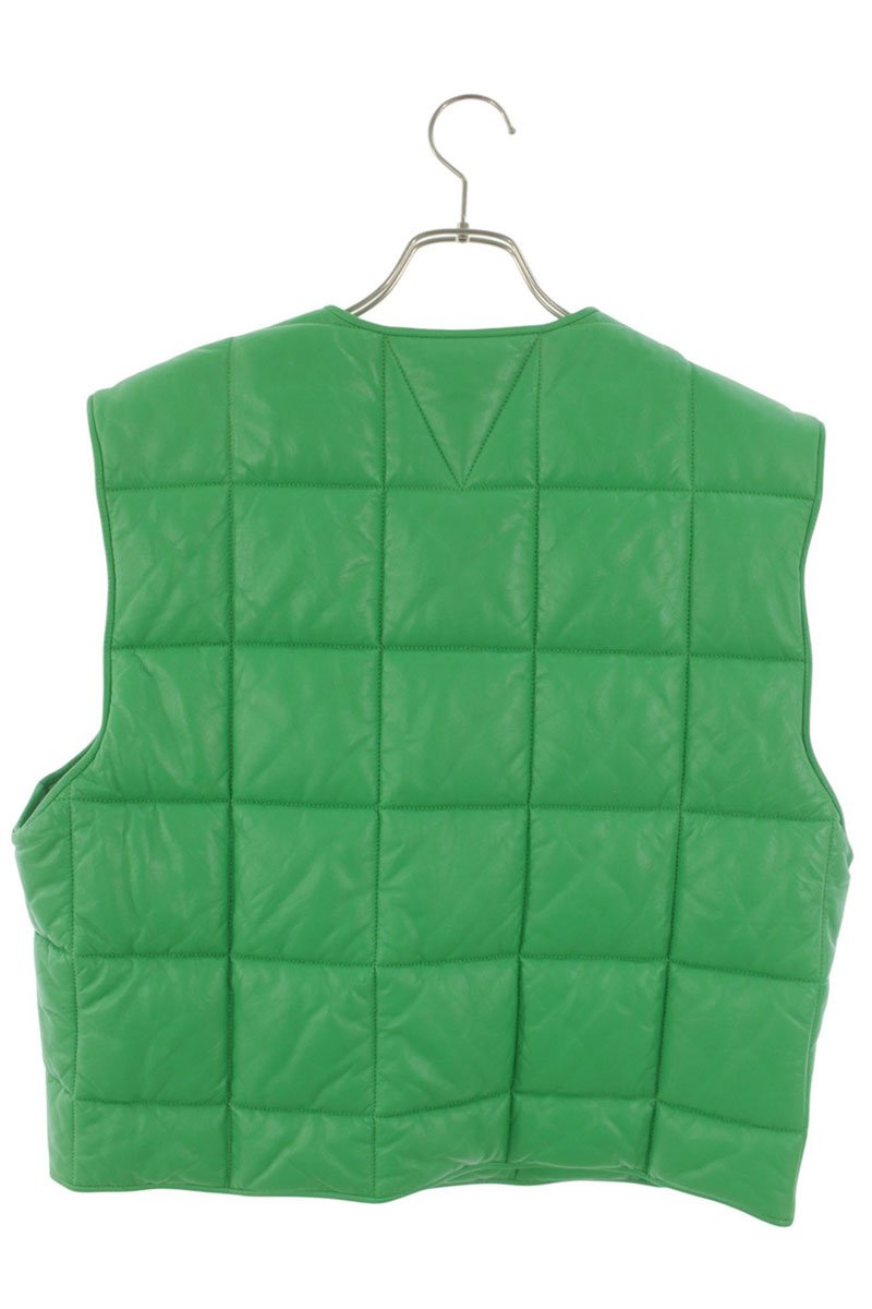 BOTTEGA VENETA Button Leather Vest Green Size XS-S