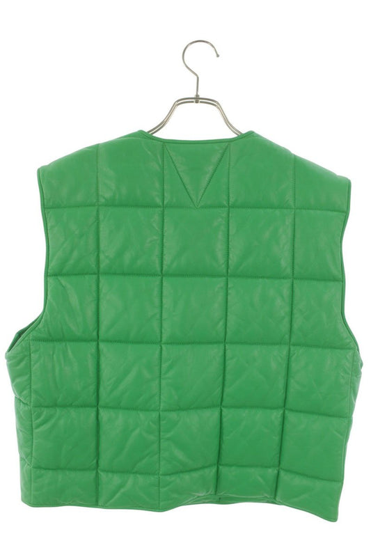 BOTTEGA VENETA Button Leather Vest Green Size XS-S