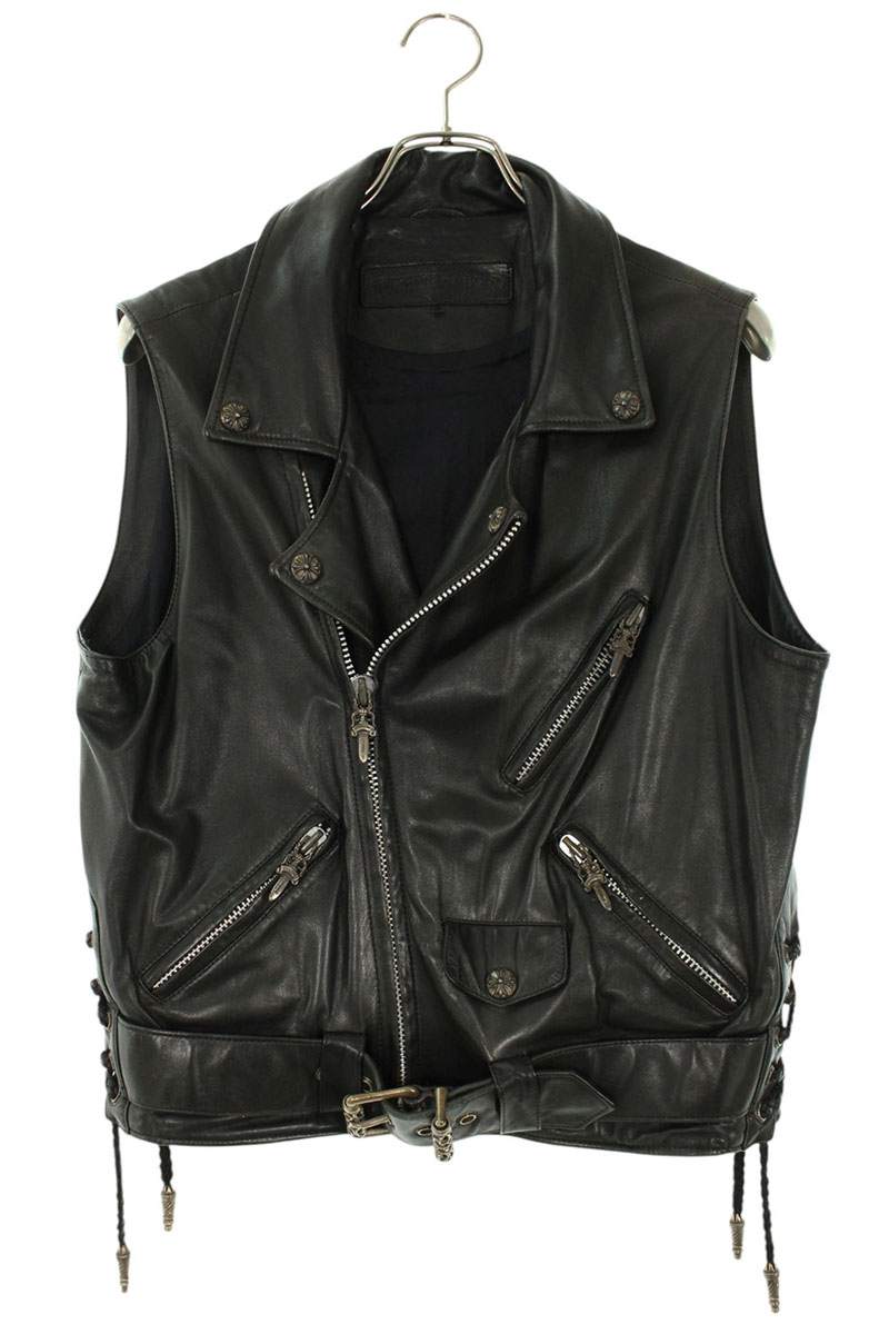 Chrome Hearts JJ DEAN Back Fairy Cross Leather Vest Size S