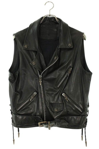 Chrome Hearts JJ DEAN Back Fairy Cross Leather Vest Size S