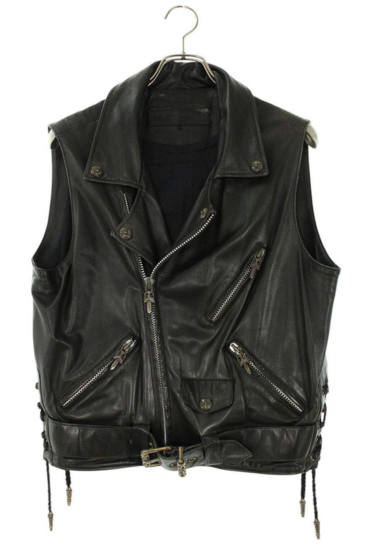 Chrome Hearts JJ DEAN Back Fairy Cross Leather Vest Size S