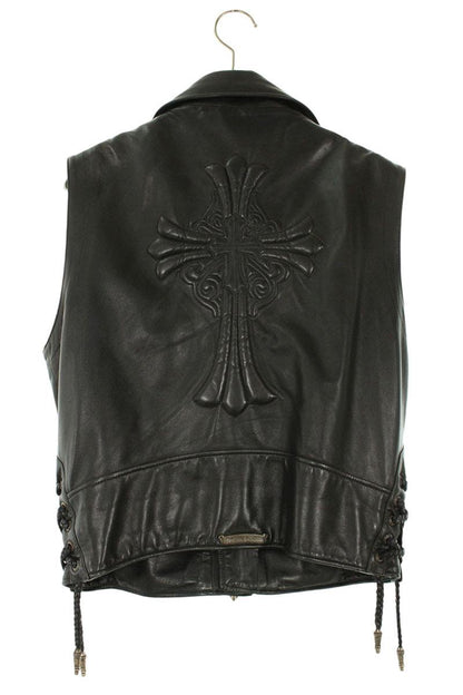 Chrome Hearts JJ DEAN Back Fairy Cross Leather Vest Size S