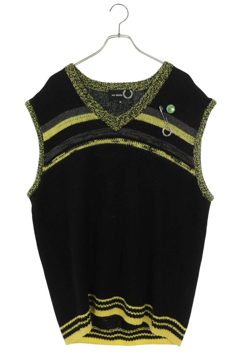 RAF SIMONS Pin V-Neck Knit Vest Multi Size XL