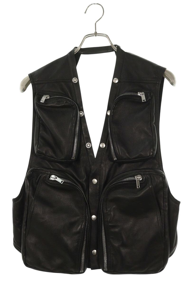 Rick Owens AW25 Leather Cargo Vest Black Size S