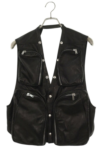 Rick Owens AW25 Leather Cargo Vest Black Size S