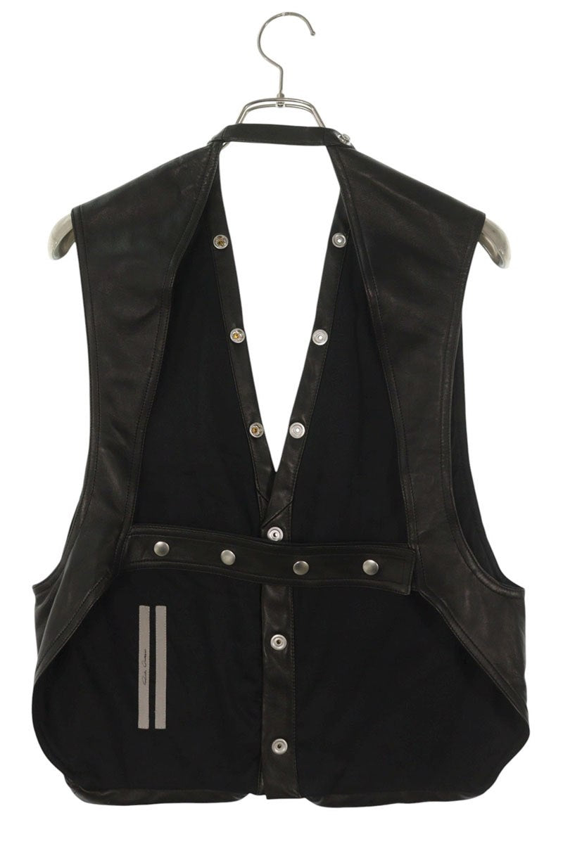 Rick Owens AW25 Leather Cargo Vest Black Size S