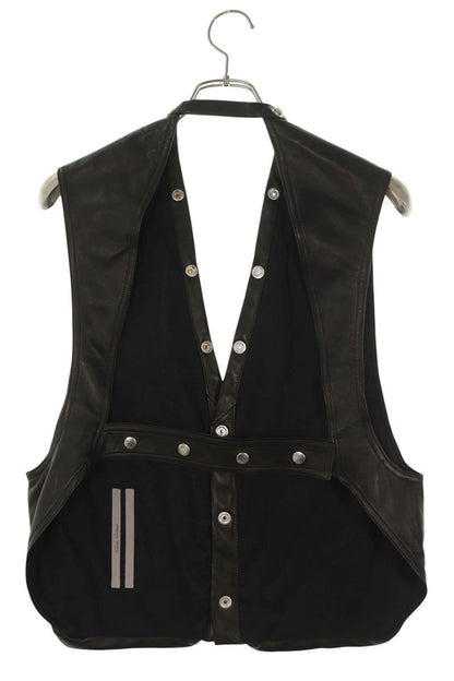Rick Owens AW25 Leather Cargo Vest Black Size S