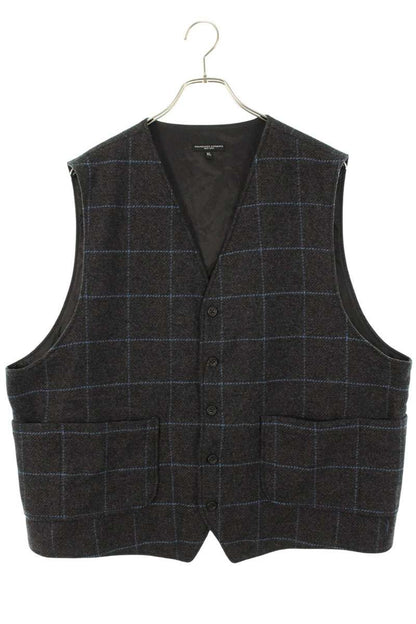 Engineered Garments Back Zip Check Wool Vest Gray Size XL