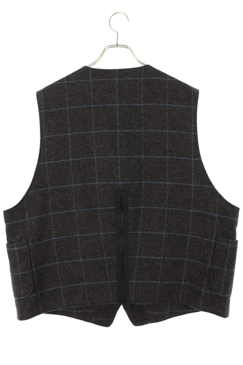 Engineered Garments Back Zip Check Wool Vest Gray Size XL